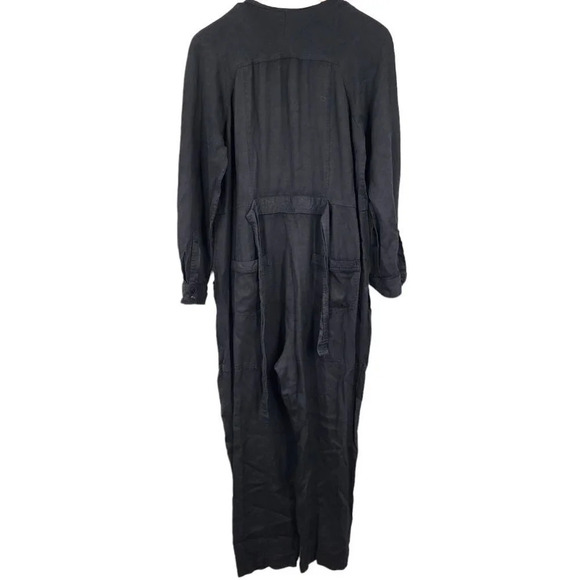 Whistles Long Sleeve Tie Waist Zip Front Jumpsuit in Black Size US 10 - Picture 2 of 15